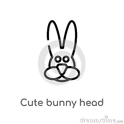 outline cute bunny head vector icon. isolated black simple line element illustration from animals concept. editable vector stroke Vector Illustration