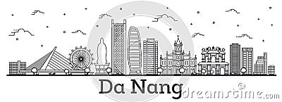 Outline Da Nang Vietnam City Skyline with Historic Buildings Iso Stock Photo