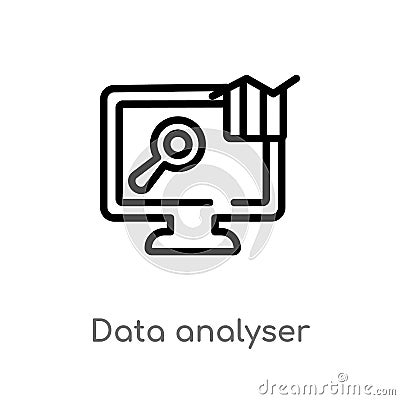 outline data analyser vector icon. isolated black simple line element illustration from computer concept. editable vector stroke Vector Illustration