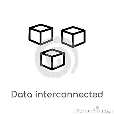 outline data interconnected vector icon. isolated black simple line element illustration from user interface concept. editable Vector Illustration