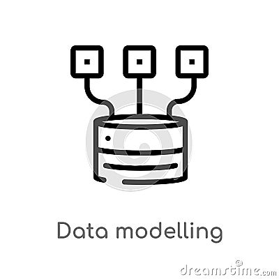 outline data modelling vector icon. isolated black simple line element illustration from technology concept. editable vector Vector Illustration