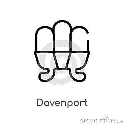 outline davenport vector icon. isolated black simple line element illustration from furniture and household concept. editable Vector Illustration