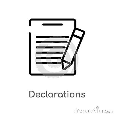 outline declarations vector icon. isolated black simple line element illustration from technology concept. editable vector stroke Vector Illustration
