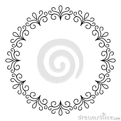 Outline decorative circle frame design, monochrome Vector Illustration