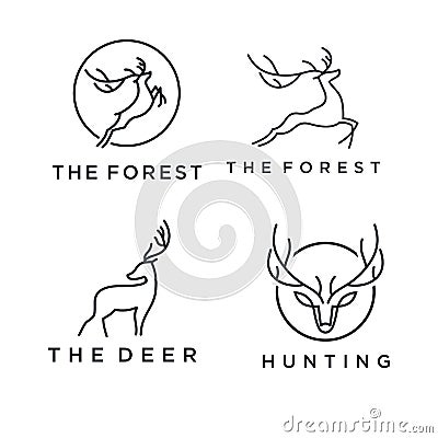 Outline deer line art logo vector icon - Vector Stock Photo