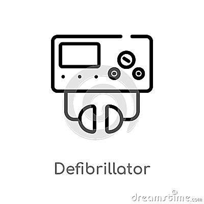 outline defibrillator vector icon. isolated black simple line element illustration from health and medical concept. editable Vector Illustration