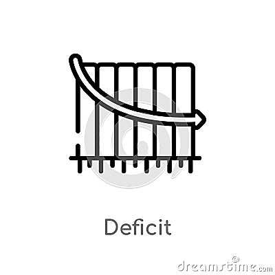 outline deficit vector icon. isolated black simple line element illustration from business concept. editable vector stroke deficit Cartoon Illustration