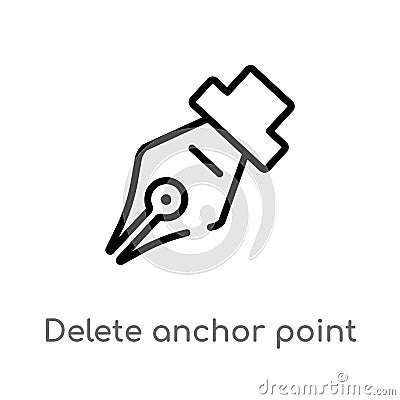 outline delete anchor point vector icon. isolated black simple line element illustration from user interface concept. editable Vector Illustration