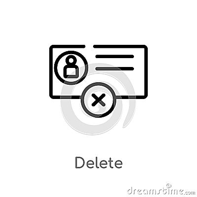 outline delete vector icon. isolated black simple line element illustration from gdpr concept. editable vector stroke delete icon Vector Illustration