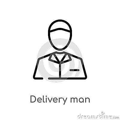 outline delivery man vector icon. isolated black simple line element illustration from delivery and logistic concept. editable Vector Illustration