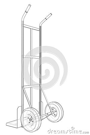 Outline delivery trolley or hand truck Cartoon Illustration