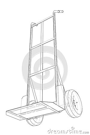 Outline delivery trolley or hand truck Cartoon Illustration