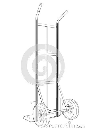 Outline delivery trolley or hand truck Cartoon Illustration