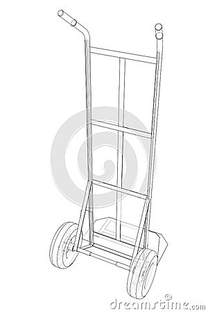 Outline delivery trolley or hand truck Cartoon Illustration