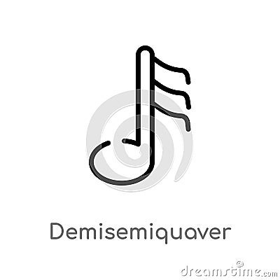 outline demisemiquaver vector icon. isolated black simple line element illustration from music and media concept. editable vector Vector Illustration