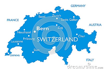 Vector map of Switzerland Vector Illustration