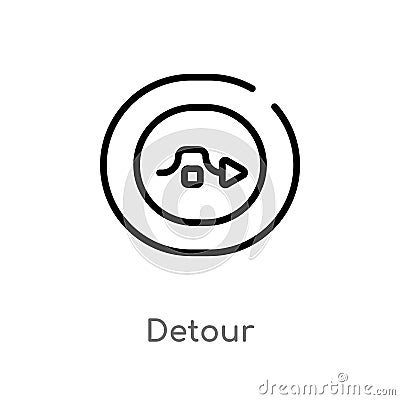 outline detour vector icon. isolated black simple line element illustration from user interface concept. editable vector stroke Vector Illustration