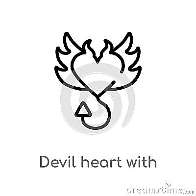 outline devil heart with wings vector icon. isolated black simple line element illustration from shapes concept. editable vector Vector Illustration