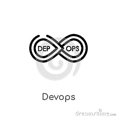 outline devops vector icon. isolated black simple line element illustration from technology concept. editable vector stroke devops Vector Illustration