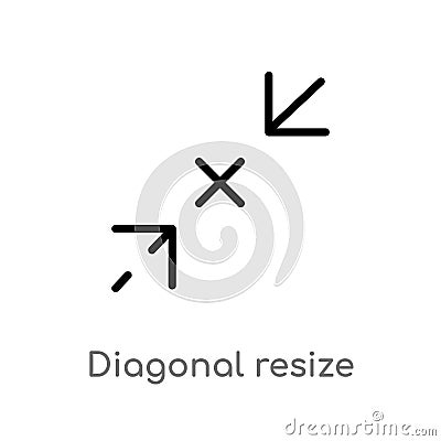 outline diagonal resize vector icon. isolated black simple line element illustration from arrows concept. editable vector stroke Vector Illustration