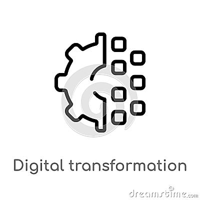 outline digital transformation vector icon. isolated black simple line element illustration from general-1 concept. editable Vector Illustration