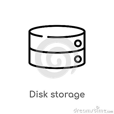 outline disk storage vector icon. isolated black simple line element illustration from user interface concept. editable vector Vector Illustration