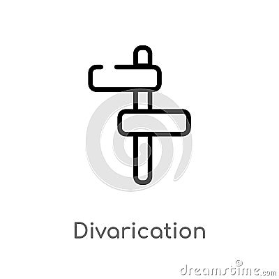 outline divarication vector icon. isolated black simple line element illustration from maps and flags concept. editable vector Vector Illustration