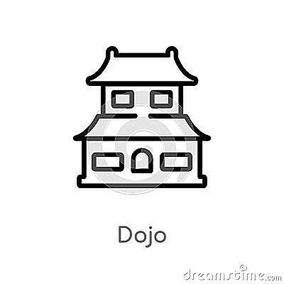 outline dojo vector icon. isolated black simple line element illustration from asian concept. editable vector stroke dojo icon on Vector Illustration
