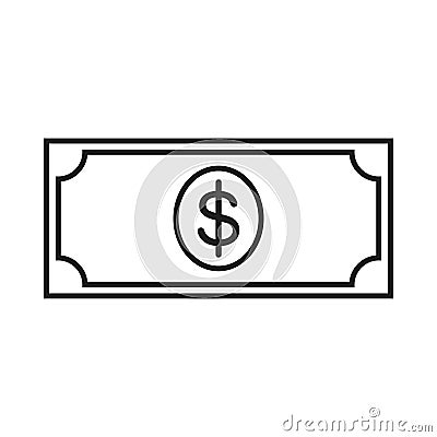 Outline dollar money cash bill illustration vector Vector Illustration