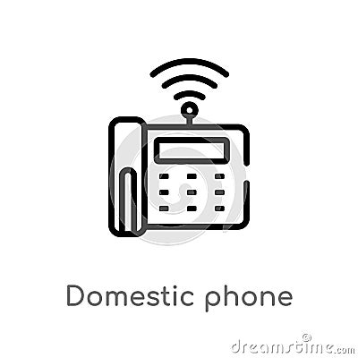 outline domestic phone vector icon. isolated black simple line element illustration from networking concept. editable vector Vector Illustration