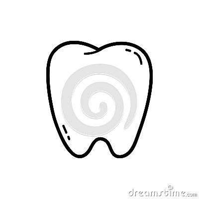 Outline doodle baby first tooth Cartoon Illustration