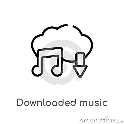 outline downloaded music cloud vector icon. isolated black simple line element illustration from music and media concept. editable Vector Illustration