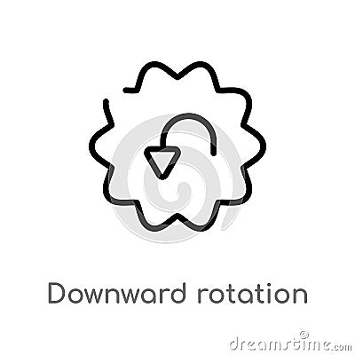 outline downward rotation vector icon. isolated black simple line element illustration from user interface concept. editable Vector Illustration