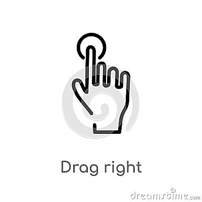 outline drag right vector icon. isolated black simple line element illustration from gestures concept. editable vector stroke drag Vector Illustration