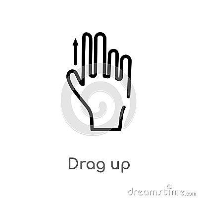 outline drag up vector icon. isolated black simple line element illustration from gestures concept. editable vector stroke drag up Vector Illustration