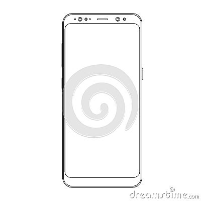 Outline drawing modern smartphone. Elegant thin line style design. Vector Illustration