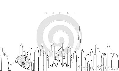 Outline Dubai skyline. Vector Illustration