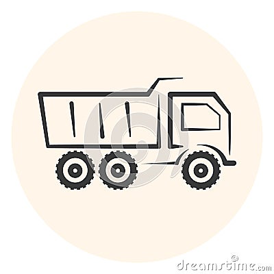 Outline dumper icon, dump track Stock Photo