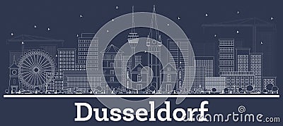 Outline Dusseldorf Germany City Skyline with White Buildings Stock Photo