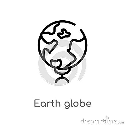 outline earth globe vector icon. isolated black simple line element illustration from education 2 concept. editable vector stroke Vector Illustration