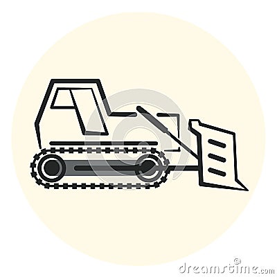 Outline earth mover icon, bulldozer icon Vector Illustration