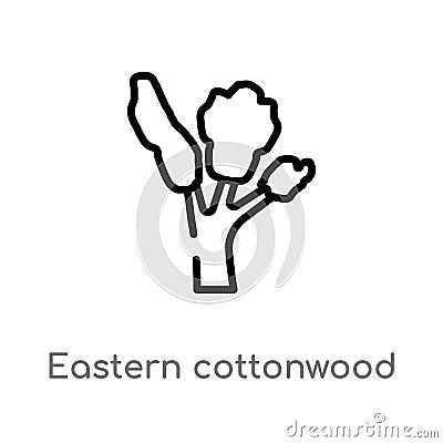 outline eastern cottonwood tree vector icon. isolated black simple line element illustration from nature concept. editable vector Vector Illustration