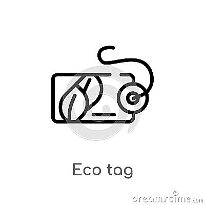 outline eco tag vector icon. isolated black simple line element illustration from commerce concept. editable vector stroke eco tag Vector Illustration