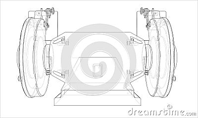 Outline electric grindstone Cartoon Illustration