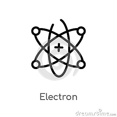 outline electron vector icon. isolated black simple line element illustration from science concept. editable vector stroke Vector Illustration