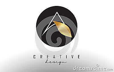 Outline Elegant and modern A Letter Logo Design with Creative lines in white and golden color Vector Illustration Vector Illustration