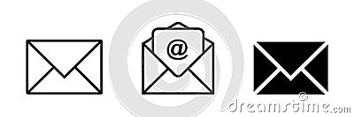 Outline email icons collection isolated on white background Vector Illustration