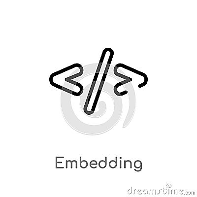 outline embedding vector icon. isolated black simple line element illustration from technology concept. editable vector stroke Vector Illustration