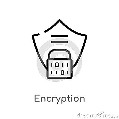 outline encryption vector icon. isolated black simple line element illustration from gdpr concept. editable vector stroke Vector Illustration