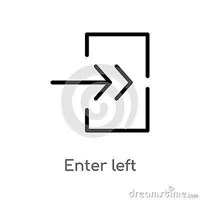 outline enter left vector icon. isolated black simple line element illustration from arrows concept. editable vector stroke enter Vector Illustration